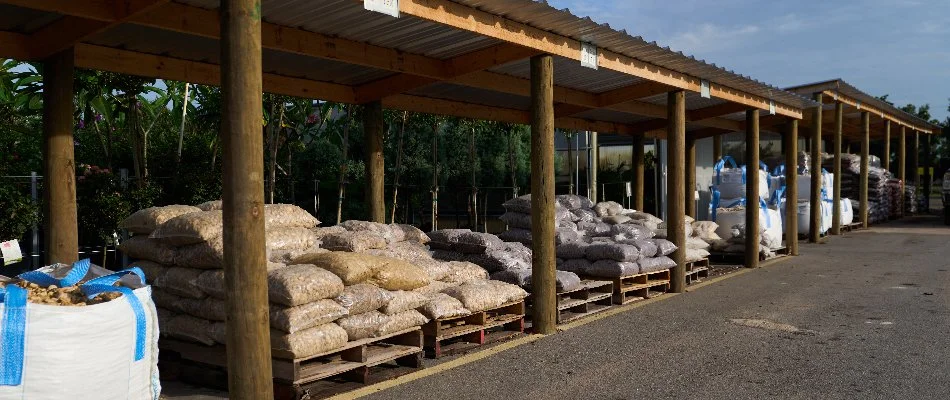Bagged rock at a nursery in Orlando, FL.