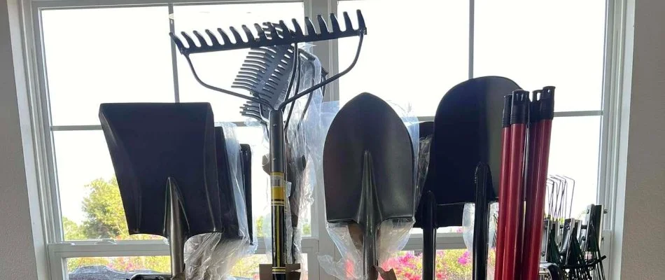 Landscape tools and supplies on a store in Orlando, FL.