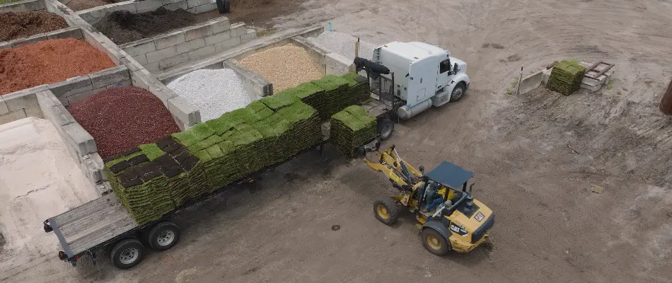 Pallets with sod pieces in Orlando, FL.