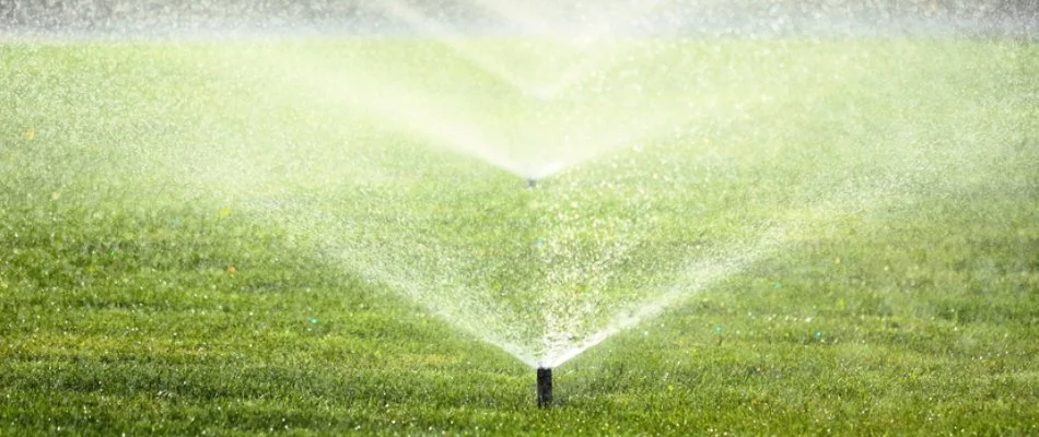 Water coming out of sprinkler heads on a lawn in Orlando, FL.