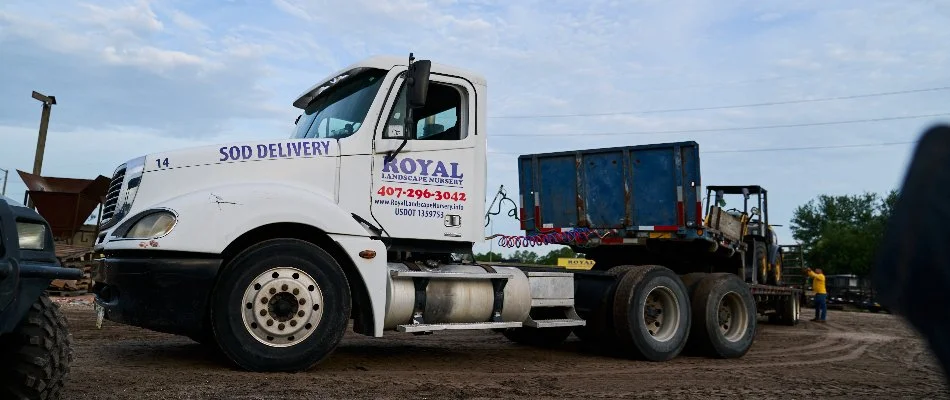 White delivery truck at a nursery in Orlando, FL.