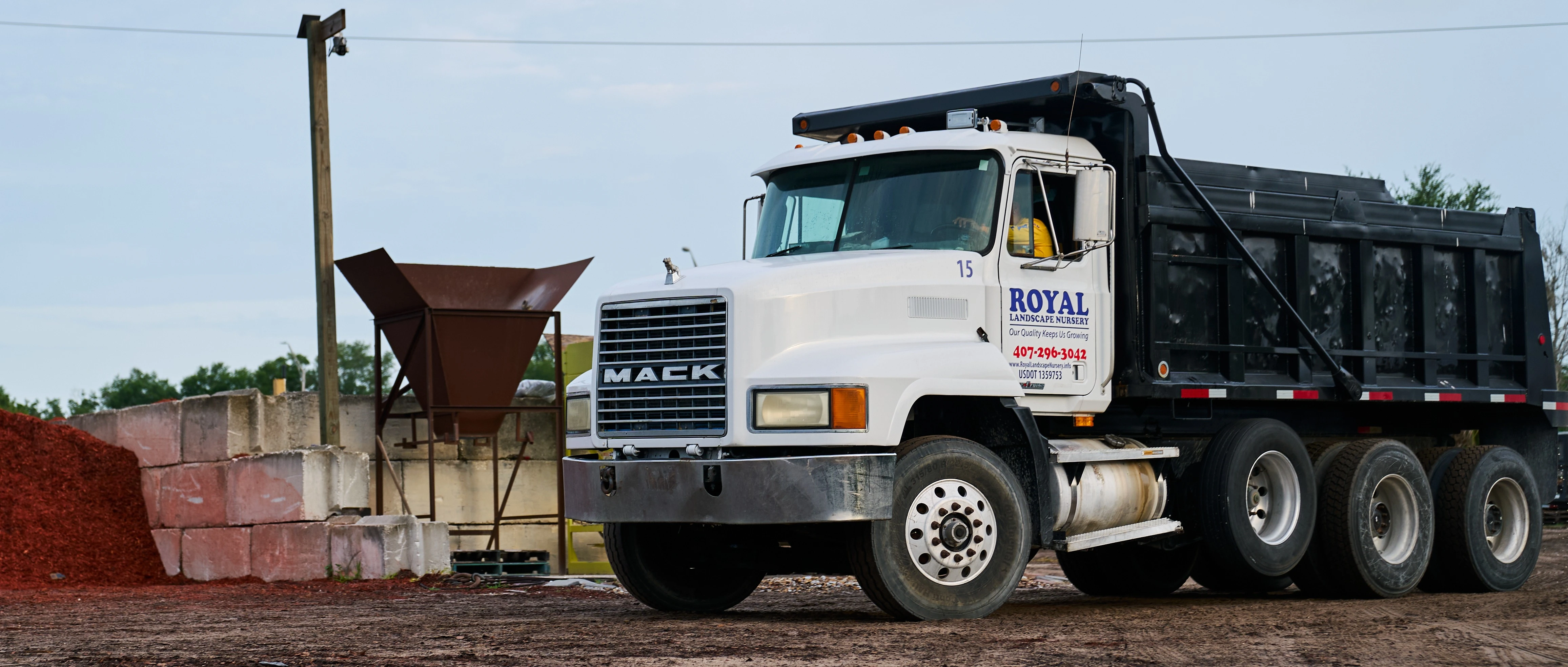 White delivery truck at a nursery in Orlando, FL.